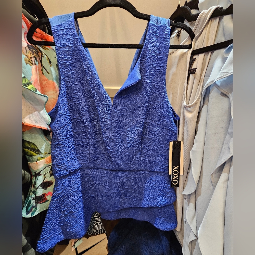 XOXO sleeveless peplum top Medium,Blue